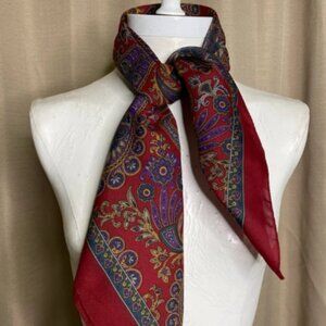 Vintage Paisley Print Scraf Maroon Purple Square
